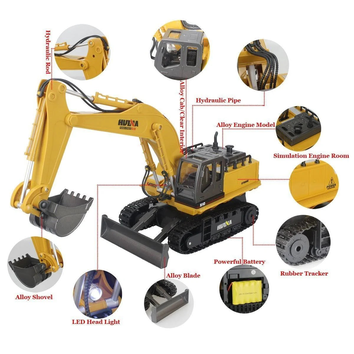 2.4Ghz Alloy 11 Channel Full-Function Excavator D8257