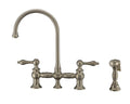 Brushed Nickel Bridge Faucet with Lever Handles and Side Spray E279318
