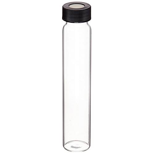 40ml Clear Black Polypropylene Open Top Closure with PTFE/Silicone Top Hat Septa L3133