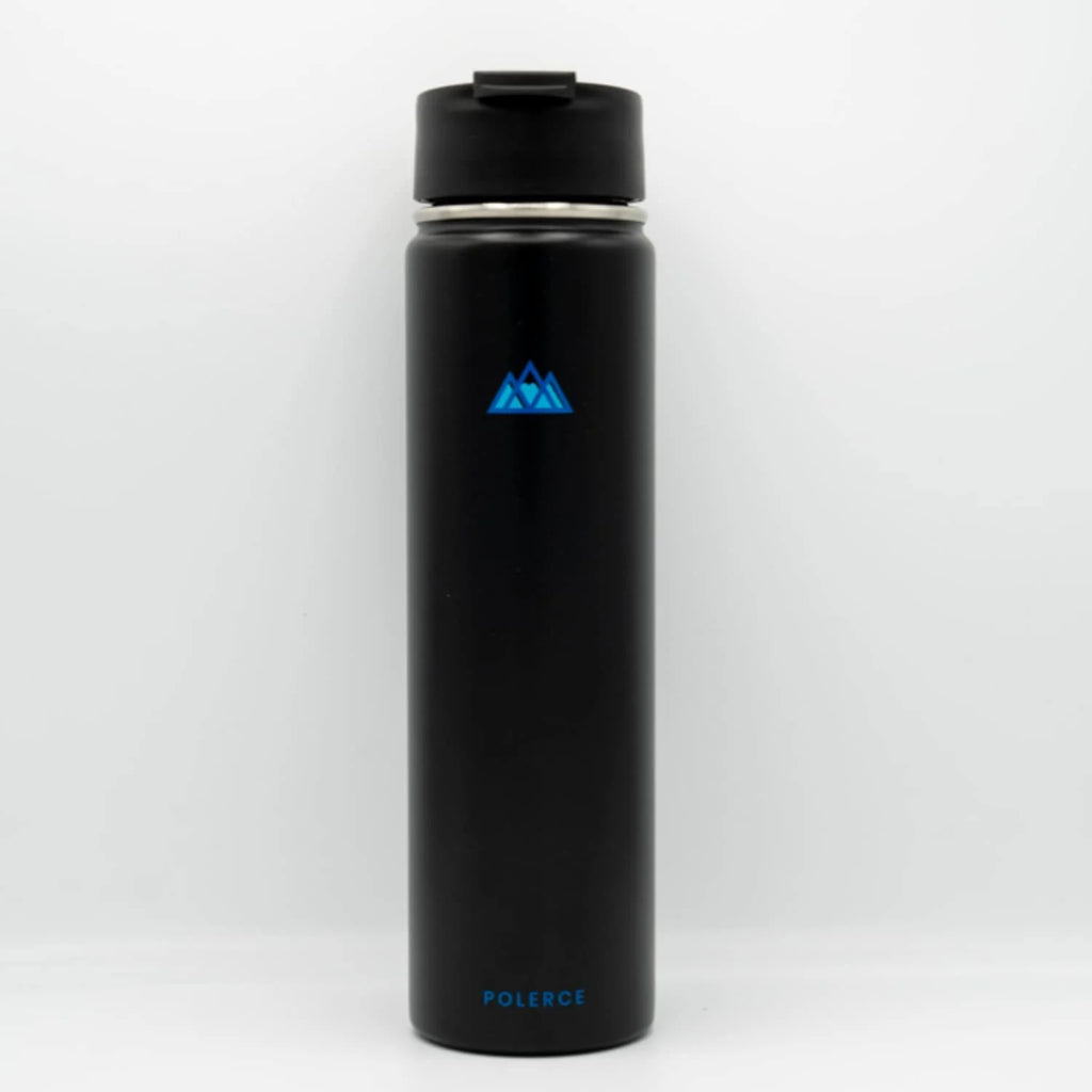 24 Oz Black Stainless Steel Vacuum Insulated Bottle with 3 Lids C523058