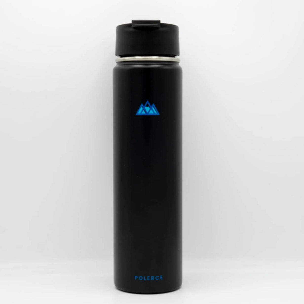 24 Oz Black Stainless Steel Vacuum Insulated Bottle with 3 Lids C523058
