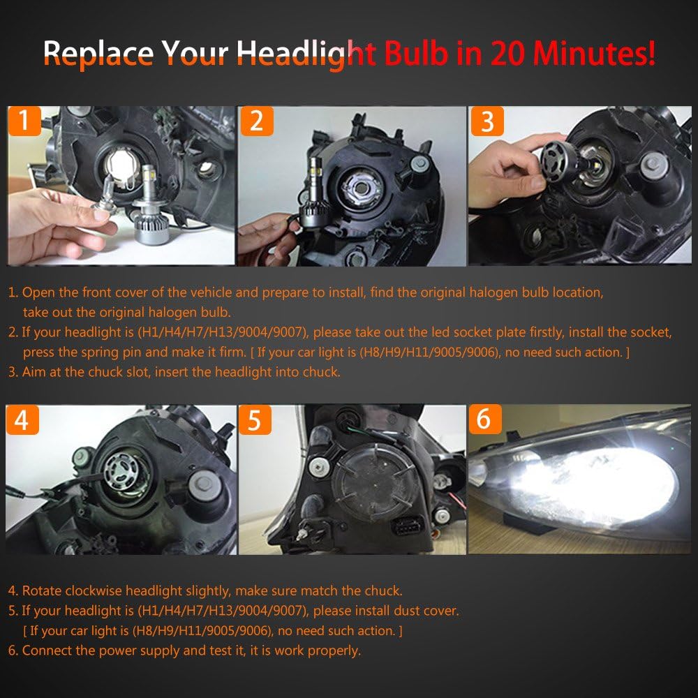 H11 LED Headlight Bulbs 6000K Low Beams Fog Lights Pack of 2 A618261