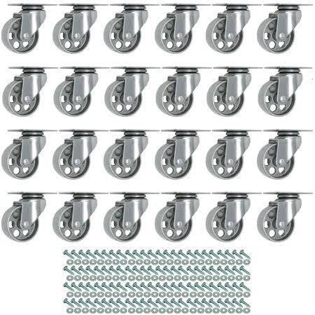 24 All Gray Metal Swivel Plate Caster Wheels Heavy Duty High-gauge Steel N15844