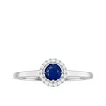 Blue Sapphire and Diamond Halo Engagement Ring, 925 Sterling Silver, US 4.00 J91303