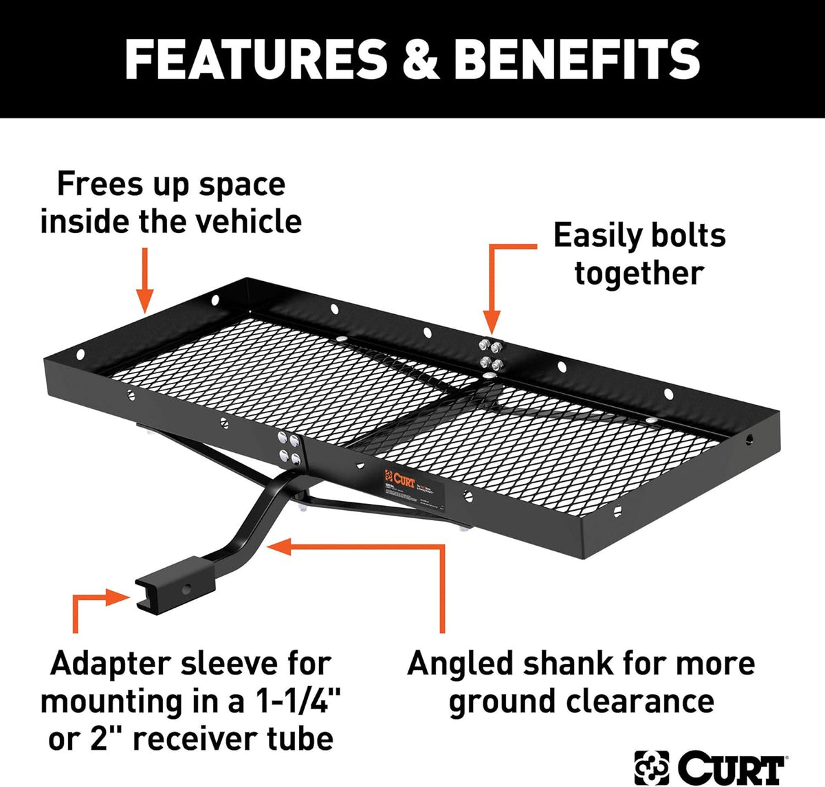 Tray Hitch Cargo Carrier, 300 lbs Capacity K21394