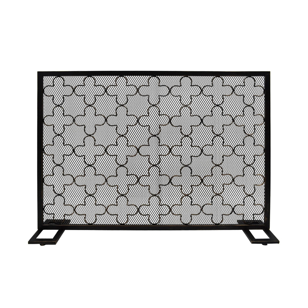 Black Brushed Silver Fireplace Screen I538