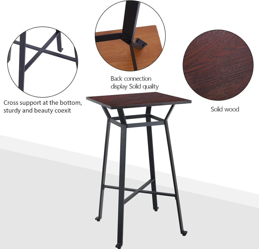 Solid Wood Bar Table with Metal Frame R796789