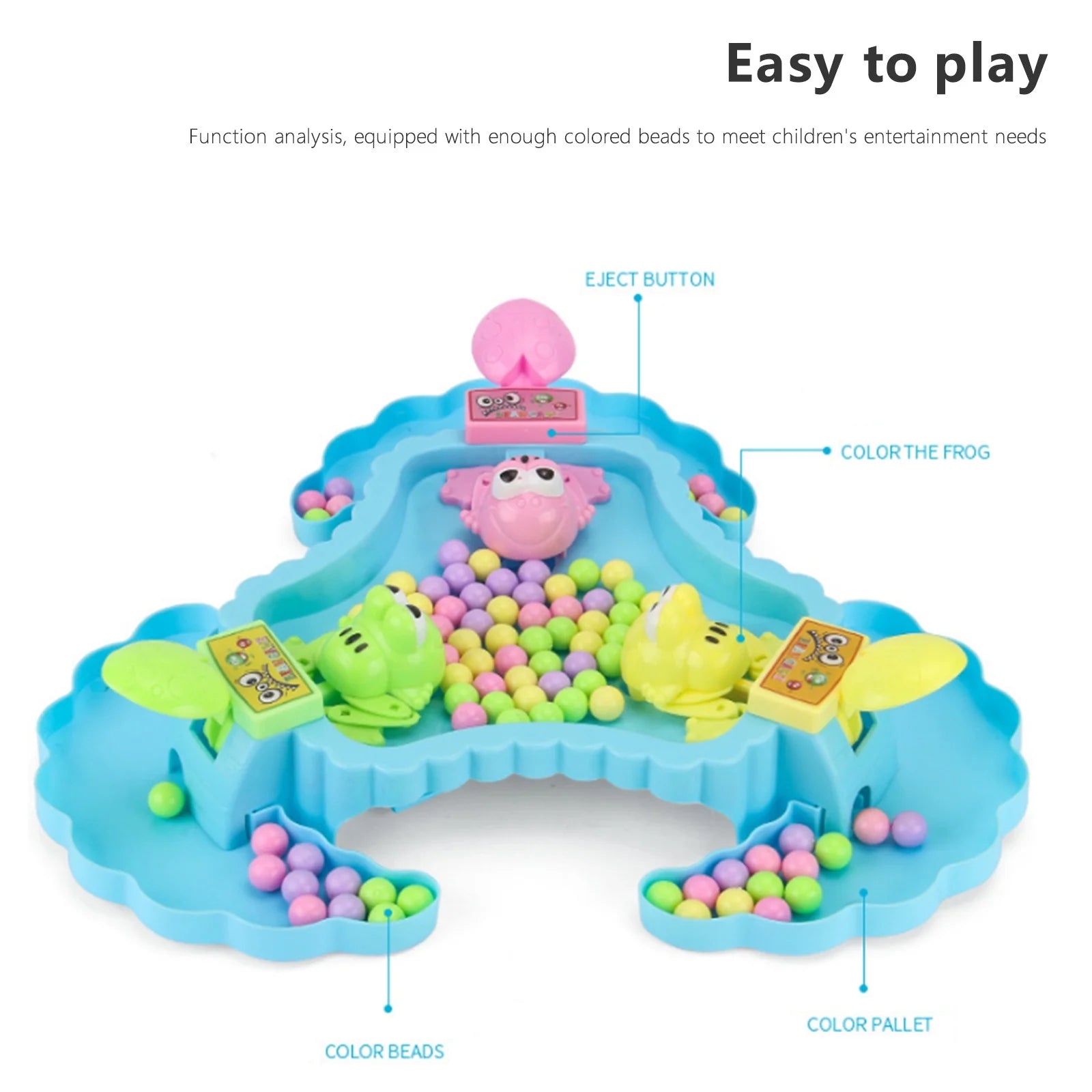 Blue Hungry Frogs Eating Beans Board Game T6146