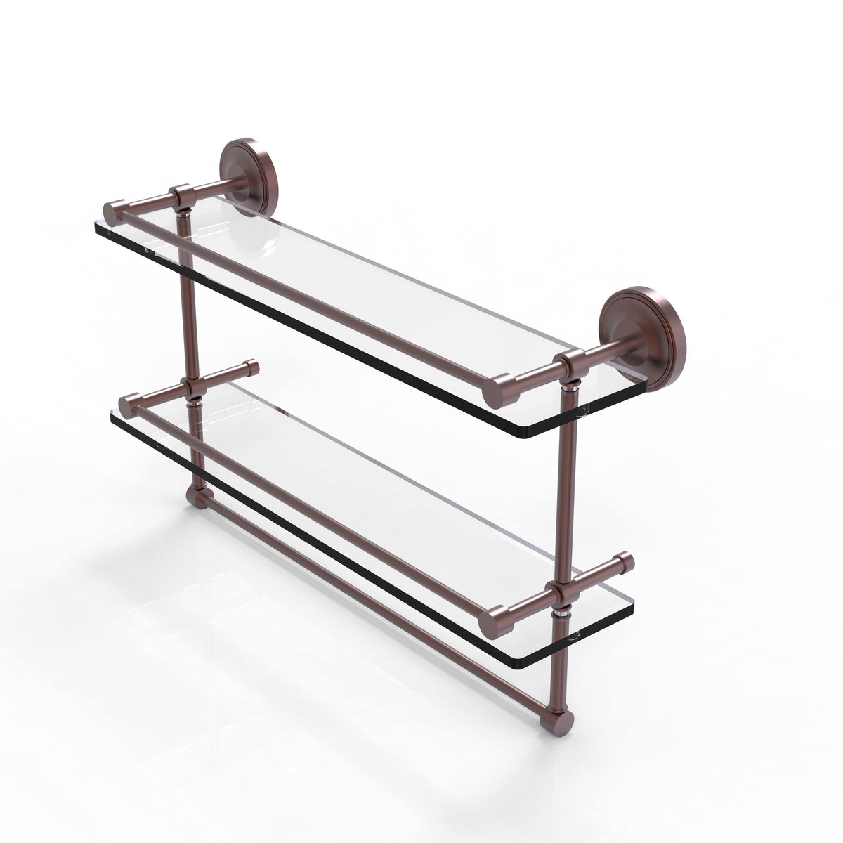 Double Glass Shelf with Towel Bar - Antique Copper - 22 inch D879732