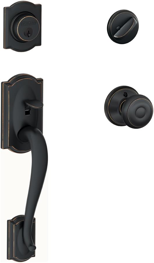 Matte Black Single Cylinder Handleset and Georgian Knob W526