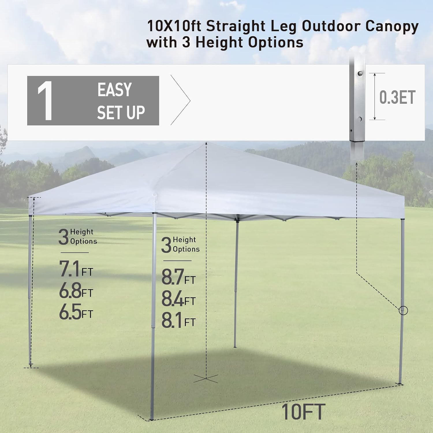 10 x 10ft Blue Pop Up Canopy Tent with Carry Bag R24344