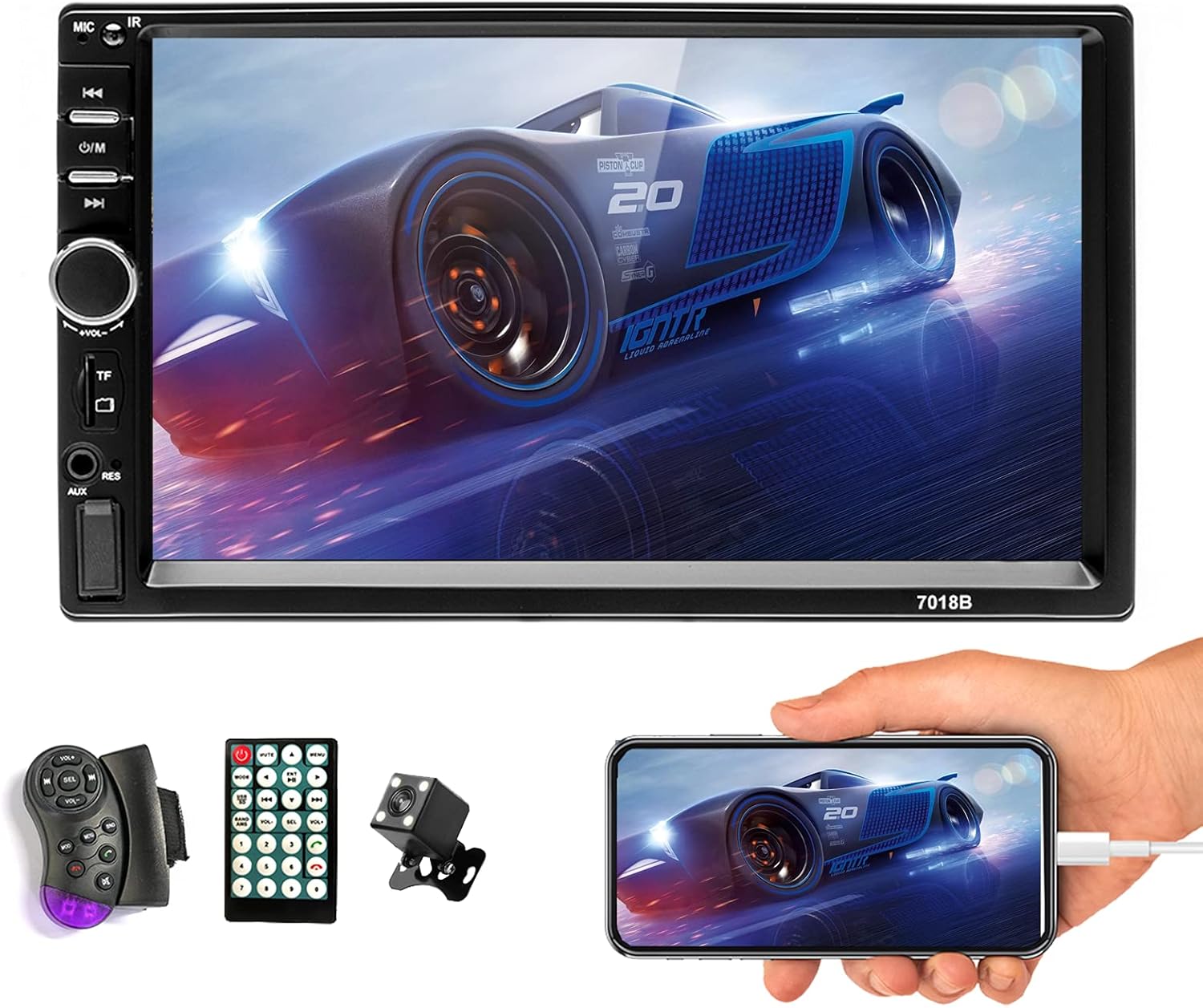 7'' Double Din Car Stereo Bluetooth Radio Receiver Touch Screen MP3/USB/SD FM Audio H6941