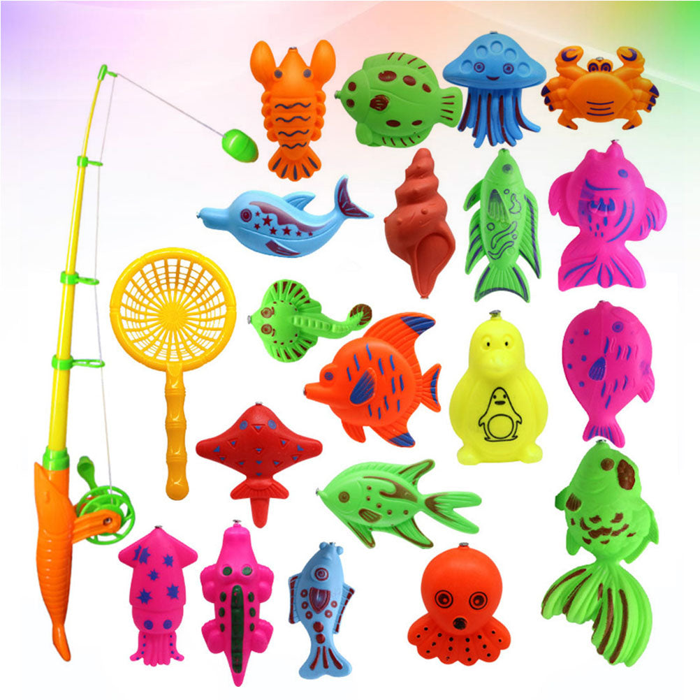 22pcs Magnetic Fishing Game Set with Rod and Net O51314