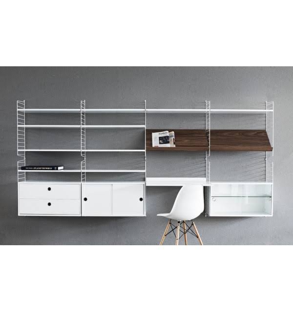 White String Display Cabinet with Sliding Glass Doors W821916