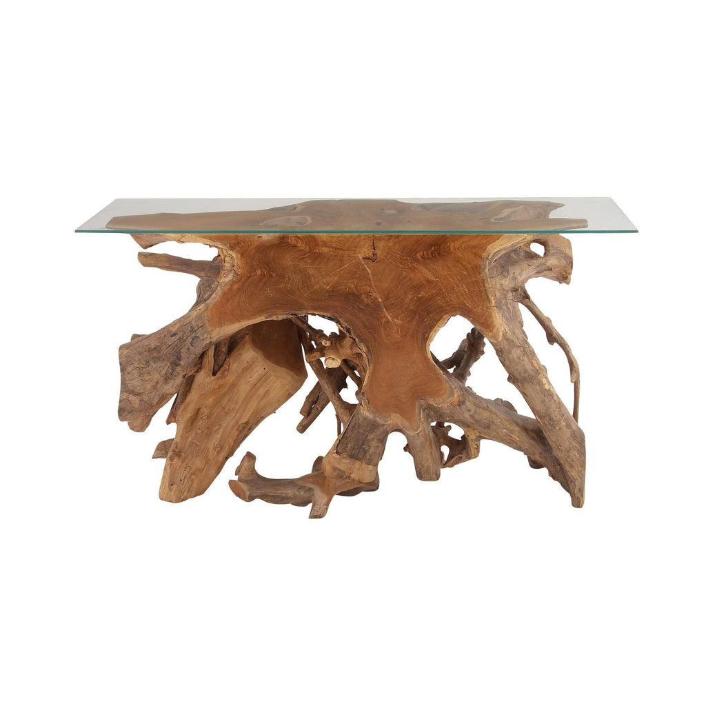 Teak Glass Console Table L590