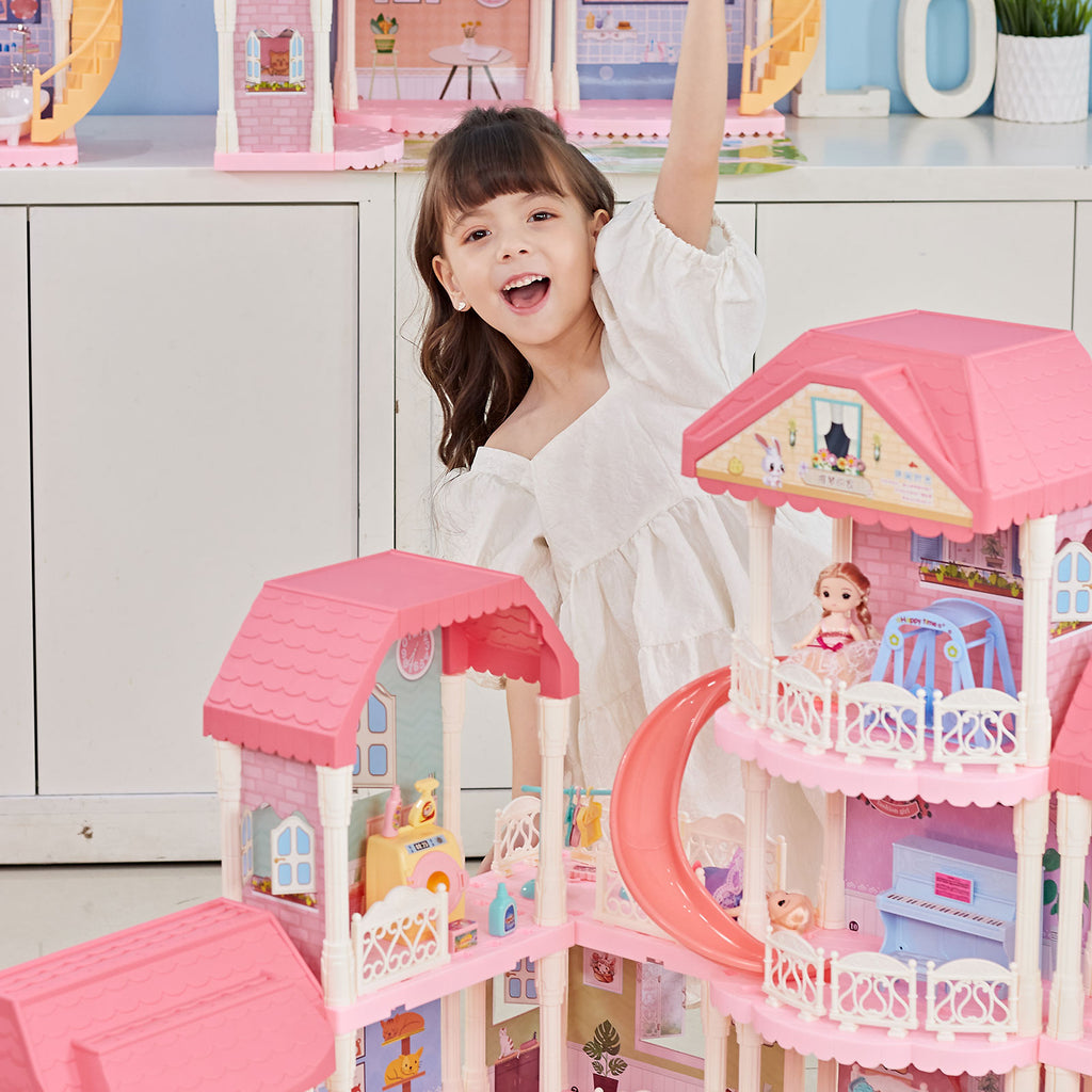 4 Layers 11 Rooms Dollhouse with Light R765