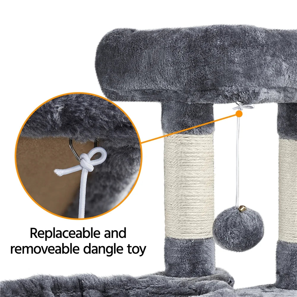 42"H Multilevel Cat Tree Tower with Condo and Perches, Dark Gray R6210