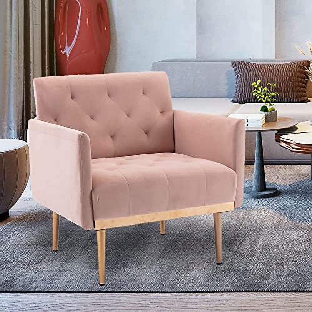 Teal Velvet Upholstered Accent Chair with Golden Legs S304