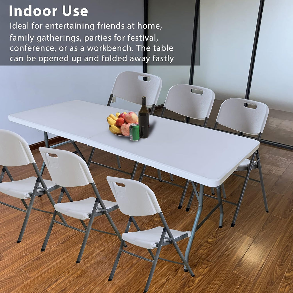6 Foot Folding Plastic Utility Table with Handle U840