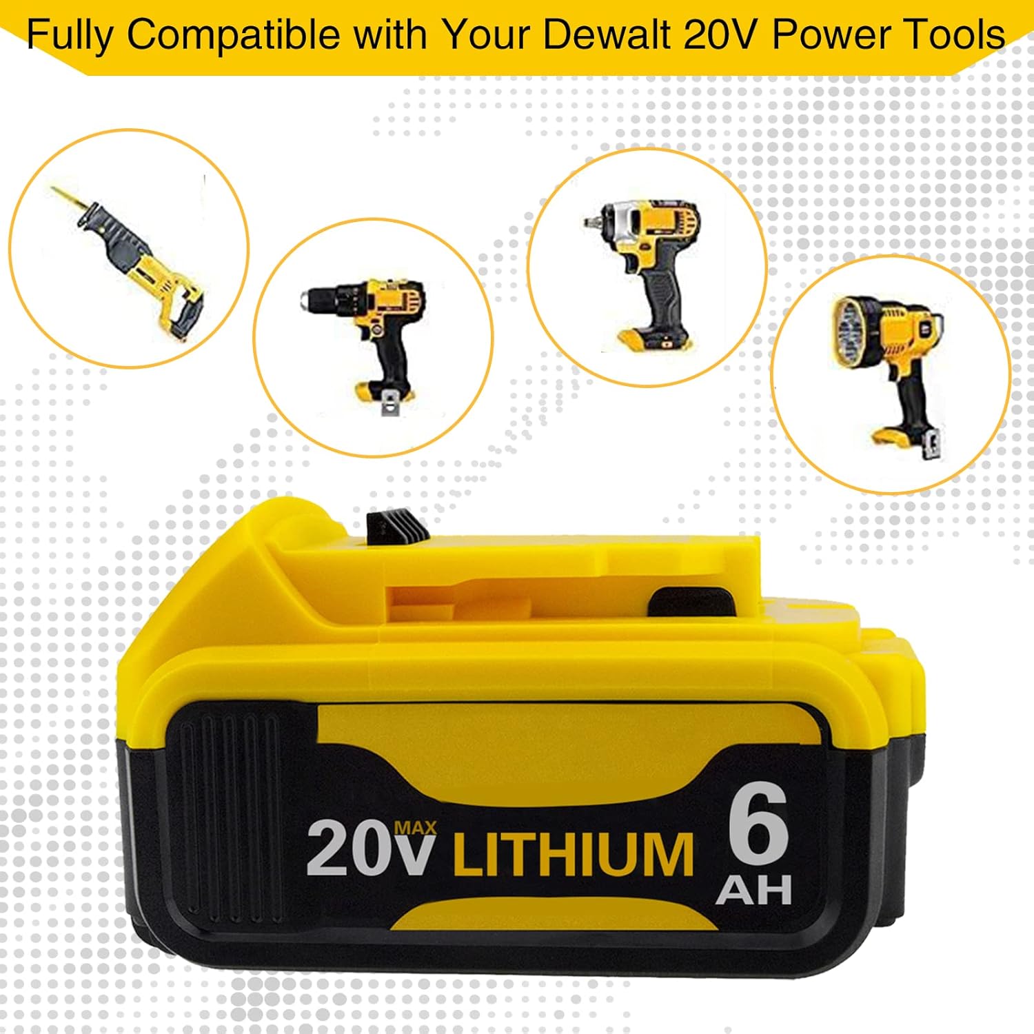 2 Pack 6.0Ah Lithium Ion Replacement Battery for 20V Cordless Power Tools Z6969