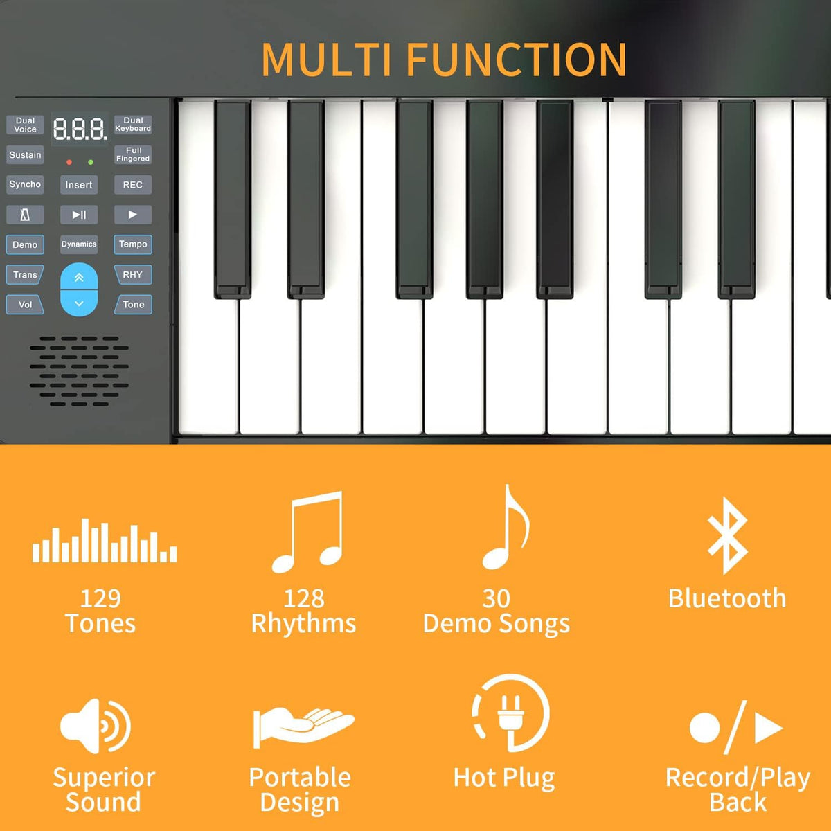61 Keys Foldable Electric Piano Keyboard with MIDI Function I84845