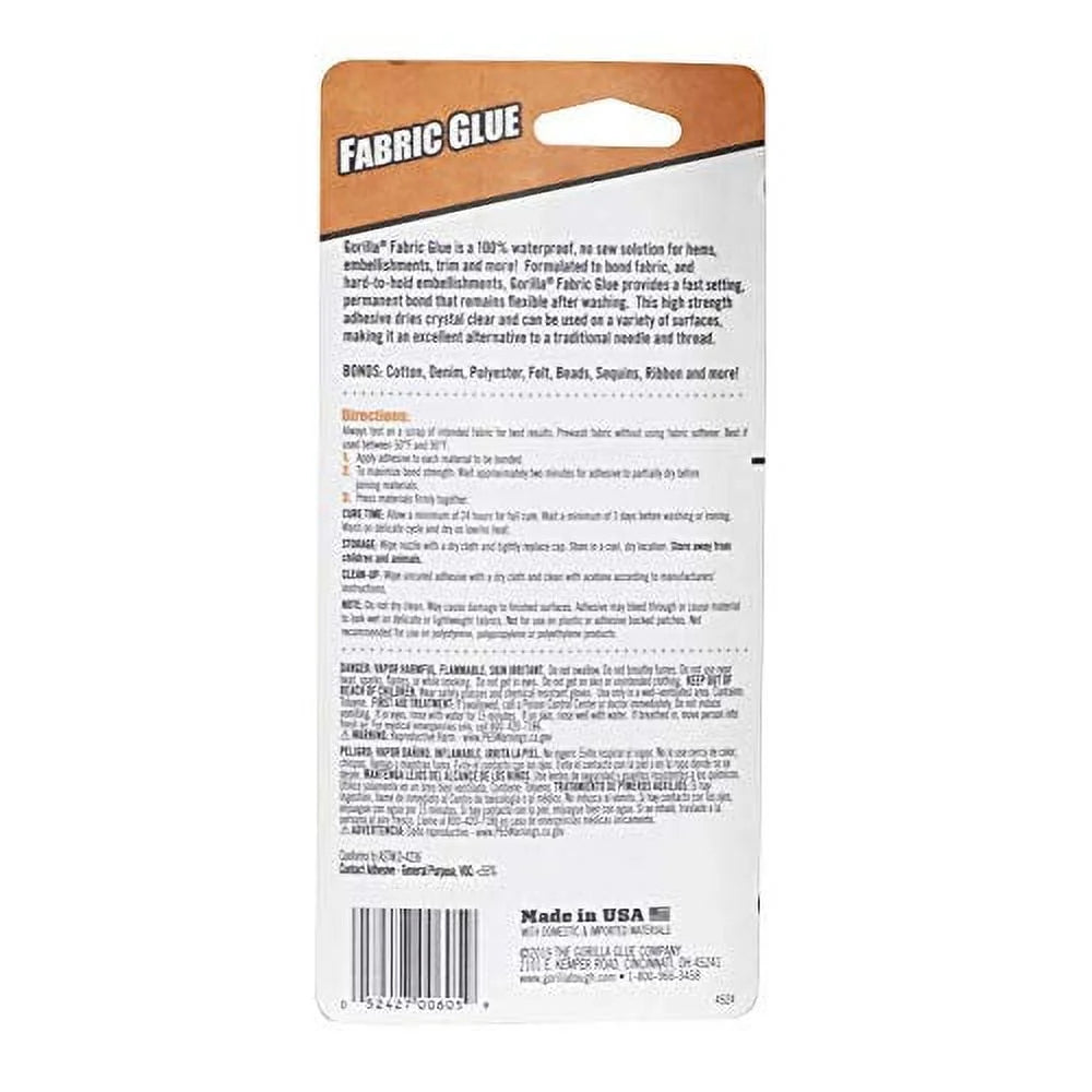 Fabric Glue, 2.5fl oz, Clear, Pack of 3 B447484