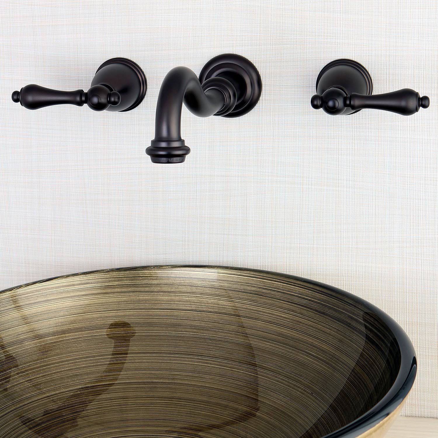 Vintage 2-Handle Wall Mount Bathroom Faucet, Matte Black J305