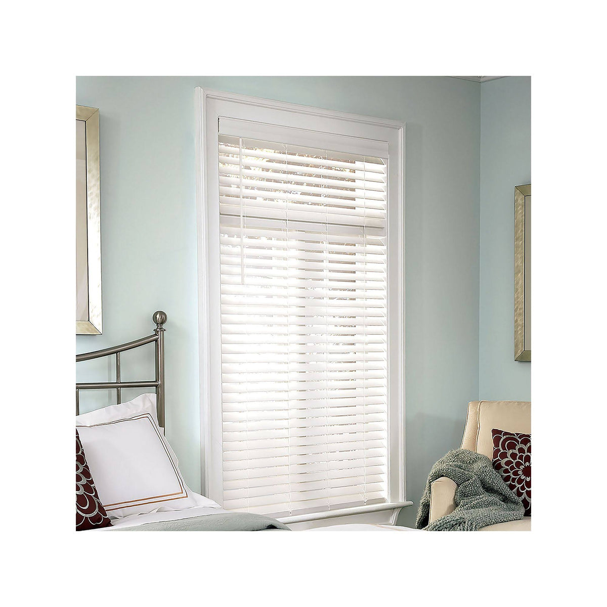 White 24.25X60 Faux Wood Cordless Blind A65009