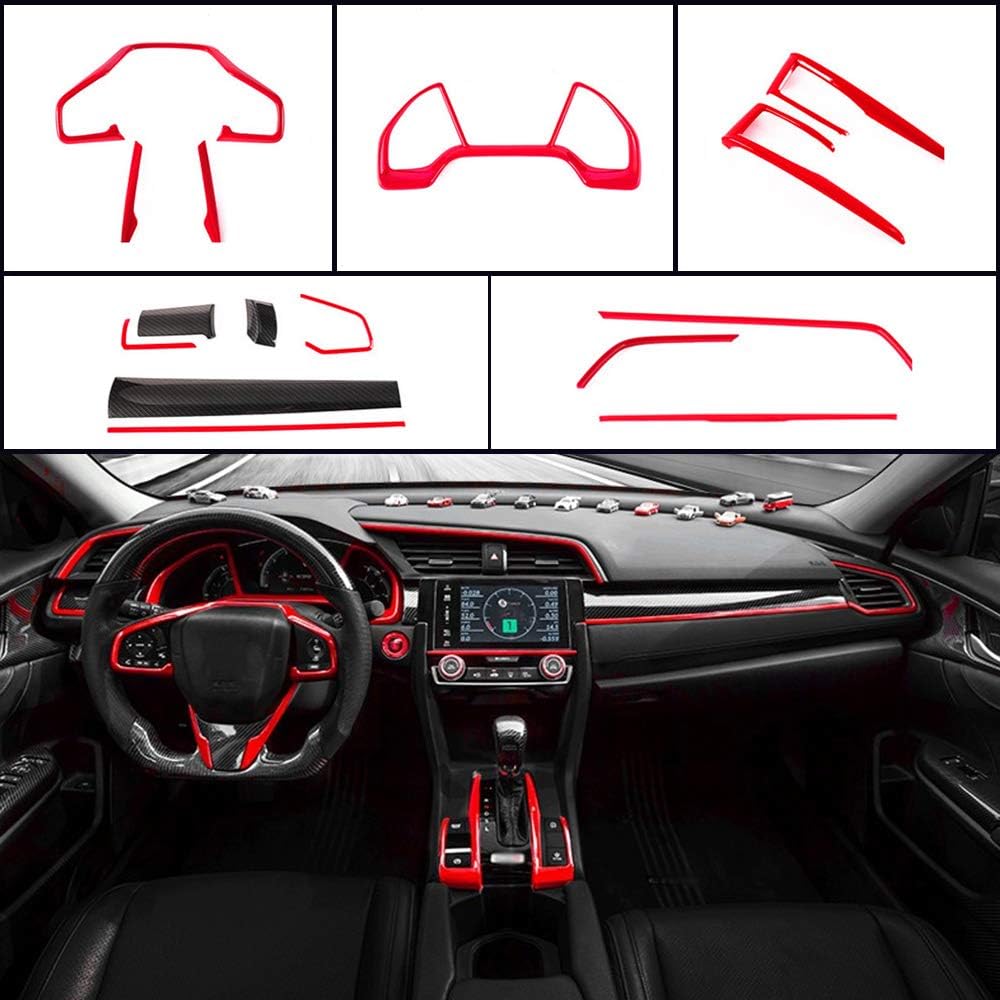 Instrument Panel Console Center Frame Decorative Trims Steering Wheel Cover Molding Automotive Full Set Car Interiors (BLUE) T895