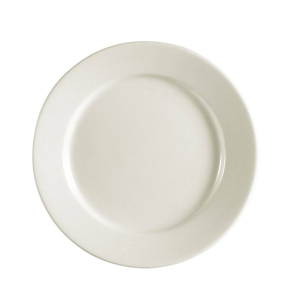 Ivory Wide Rim Rolled Edge Stoneware Plate - 36/Case A40529