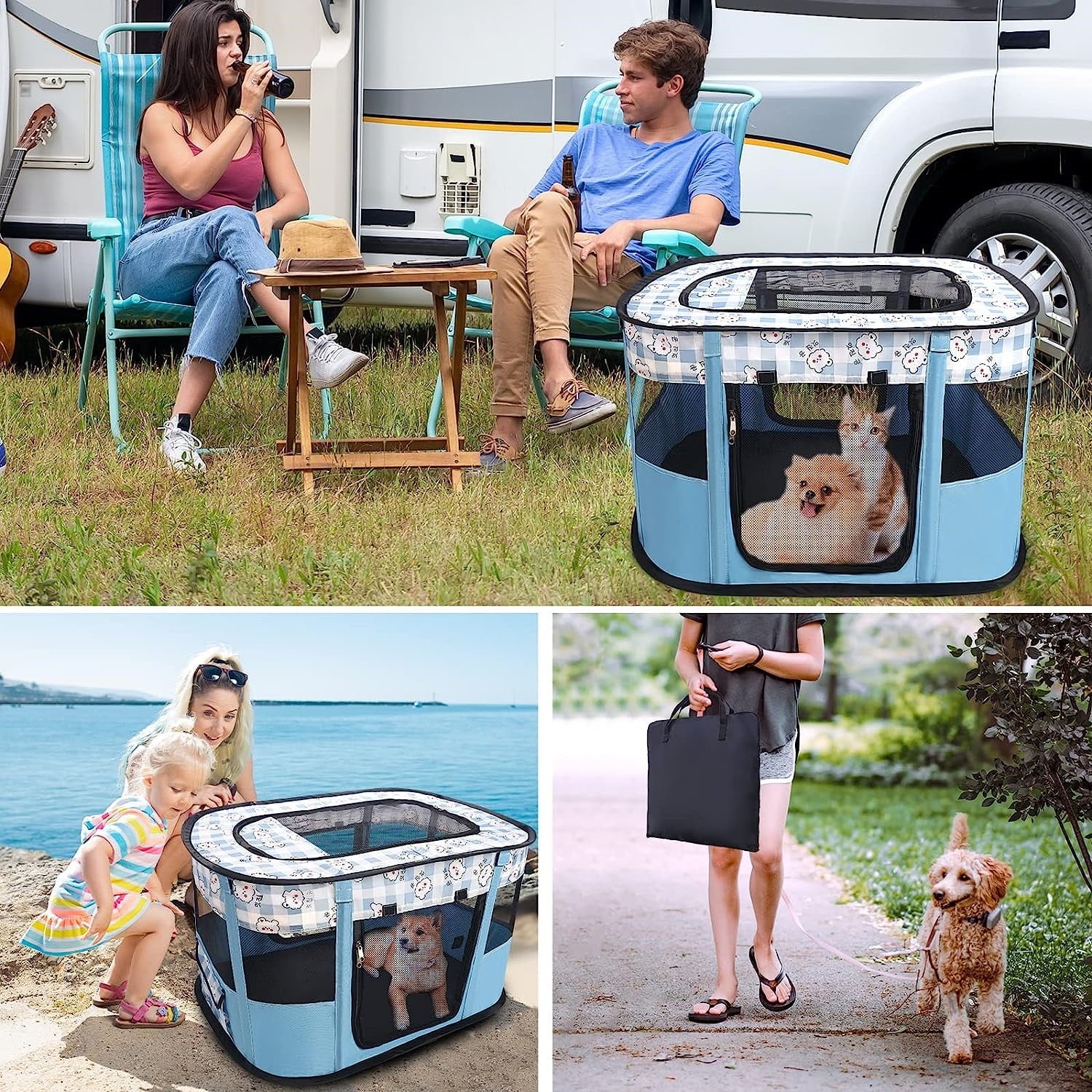 Portable Foldable Pet Playpen with Handbag O5327