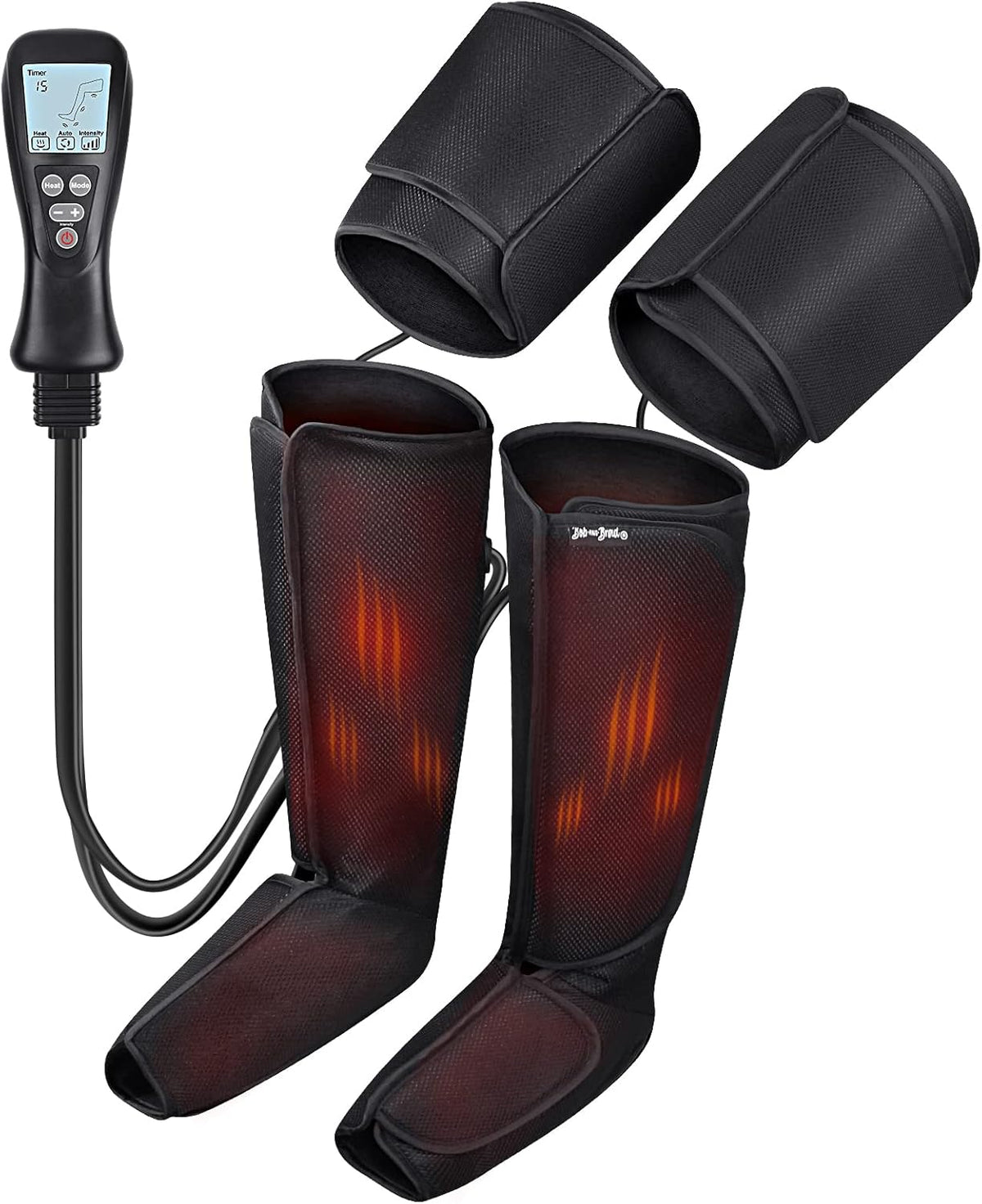 Air Compression Leg Massager with Heat, Adjustable Foot Calf Massage with Handheld Controller, 4 Modes 4 Intensities 2 Heat Y58289