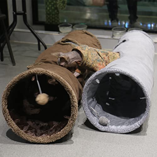 51×12 inch Foldable Grey Suede Cat Tunnel Z5437