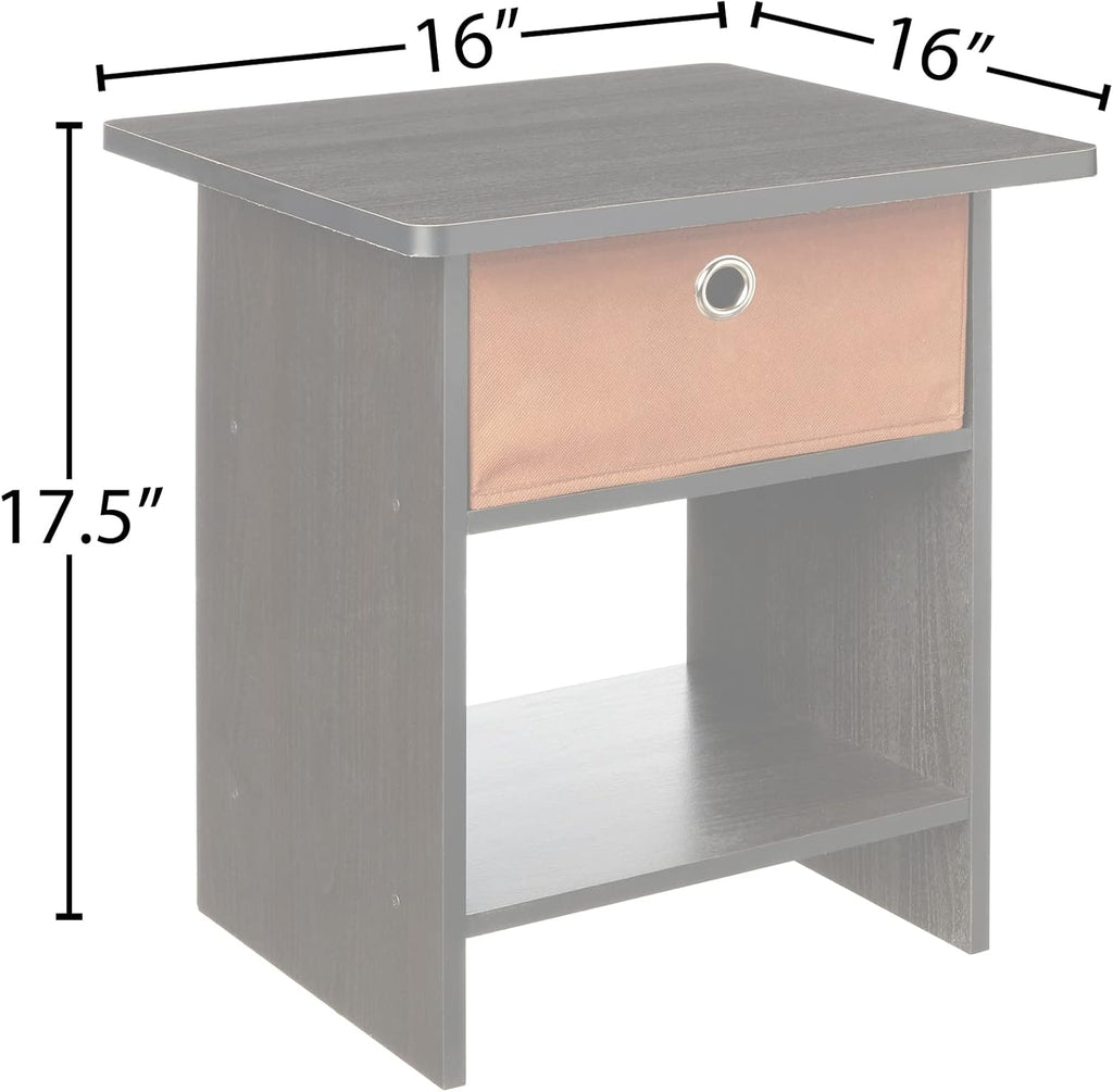 2-Pack End Table Nightstand, Medium Brown G325