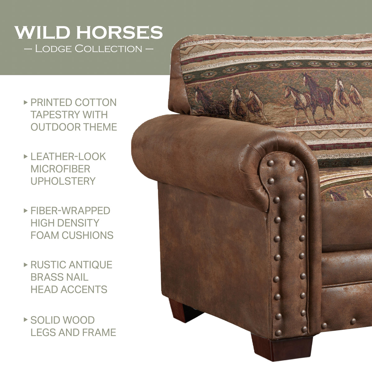 Wild Horses Arm Chair with Matching Ottoman R733465