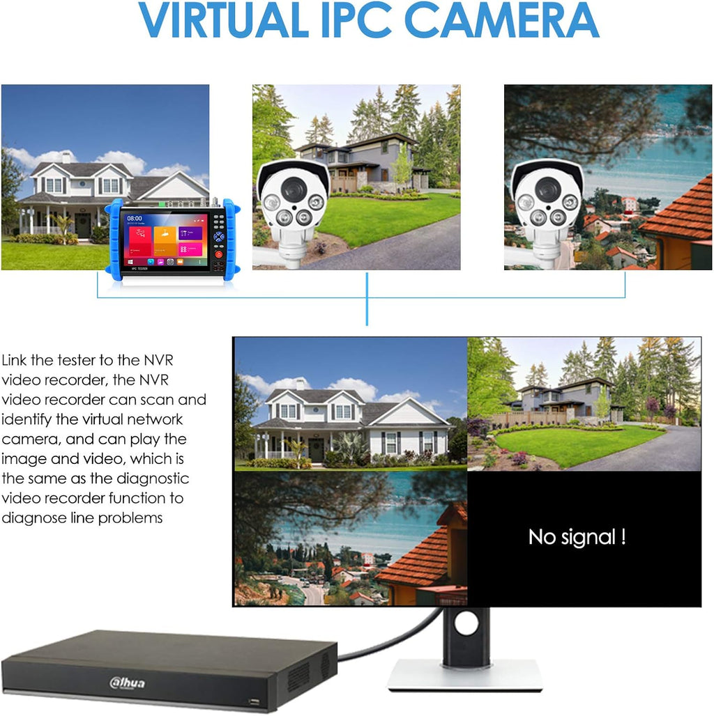 7-inch IPS Touch Screen CCTV Camera Tester with HD-TVI HD-CVI AHD SDI IP Camera Support POE WiFi 4K H.265 HDMI W614