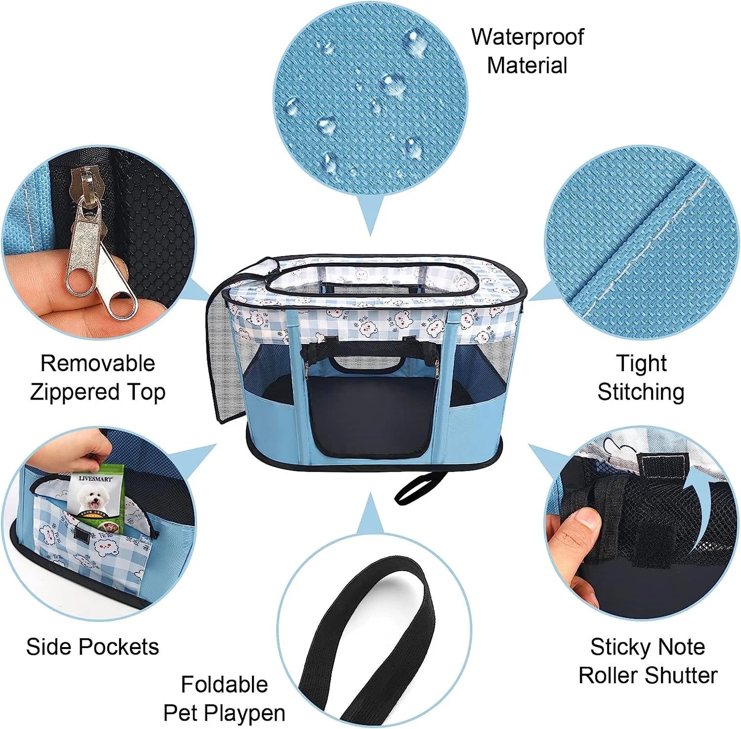 Portable Foldable Pet Playpen with Handbag O5327