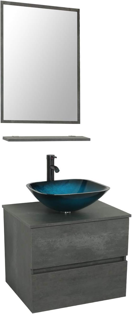 Concrete Grey Wall Mounted Bathroom Vanity F815