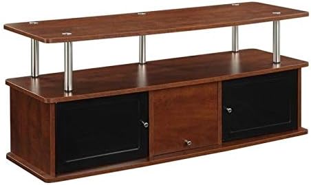 Gray Black Stainless Steel TV Stand with 3 Storage Cabinets U5939
