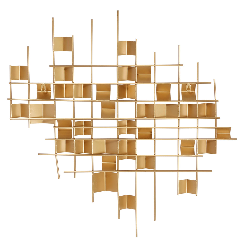 Abstract Angled Gold Metal Wall Decor P492017