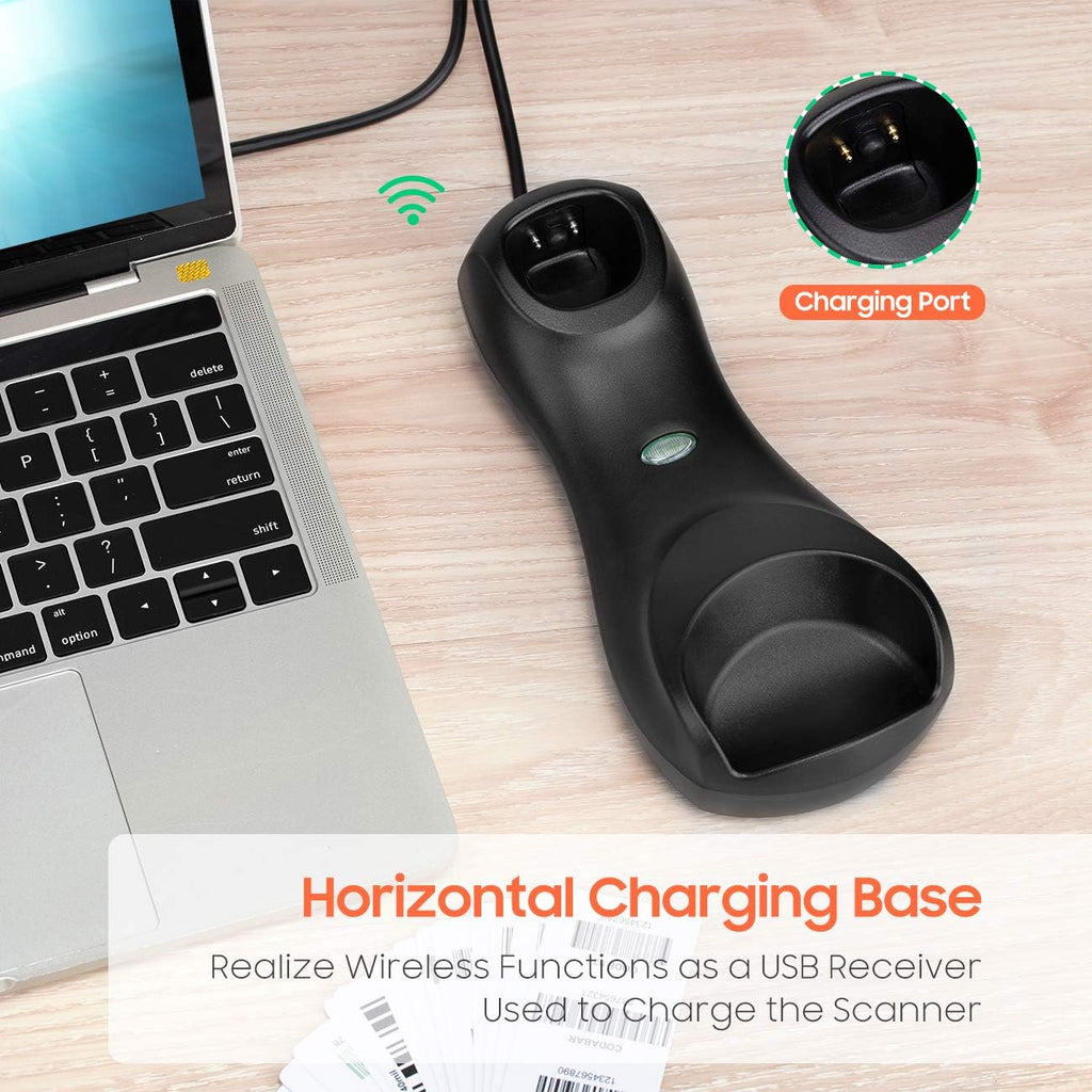 Pack of 2 Wireless 1D 2D QR Barcode Scanner with Cradle D354