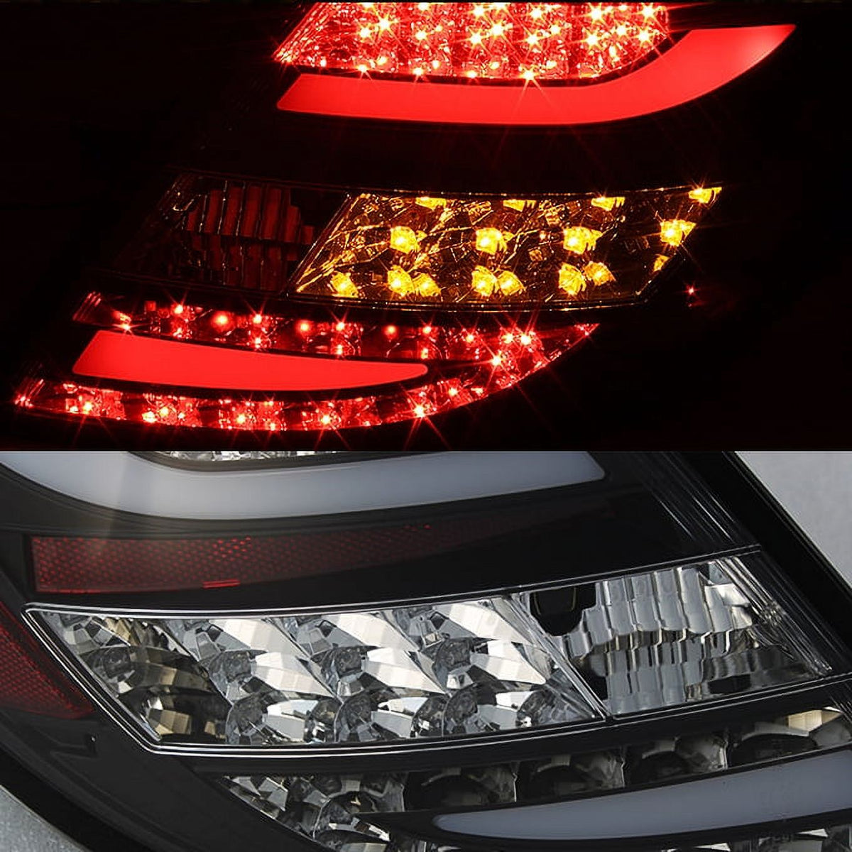 Black Bezel Rear LED Tail Lights Pair C746