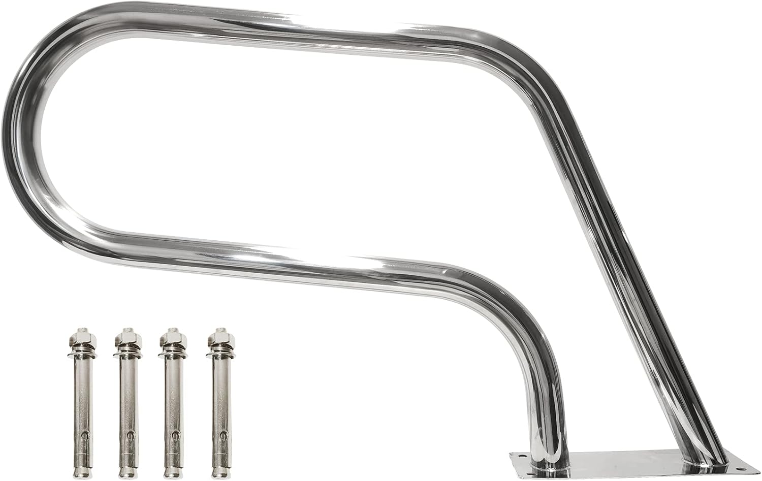 Pool Handrail 32x22.5 304 Stainless Steel with Base Plate Silver E8141