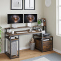 White 66'' Computer Desk with File Cabinet Drawer and Storage Shelves O488