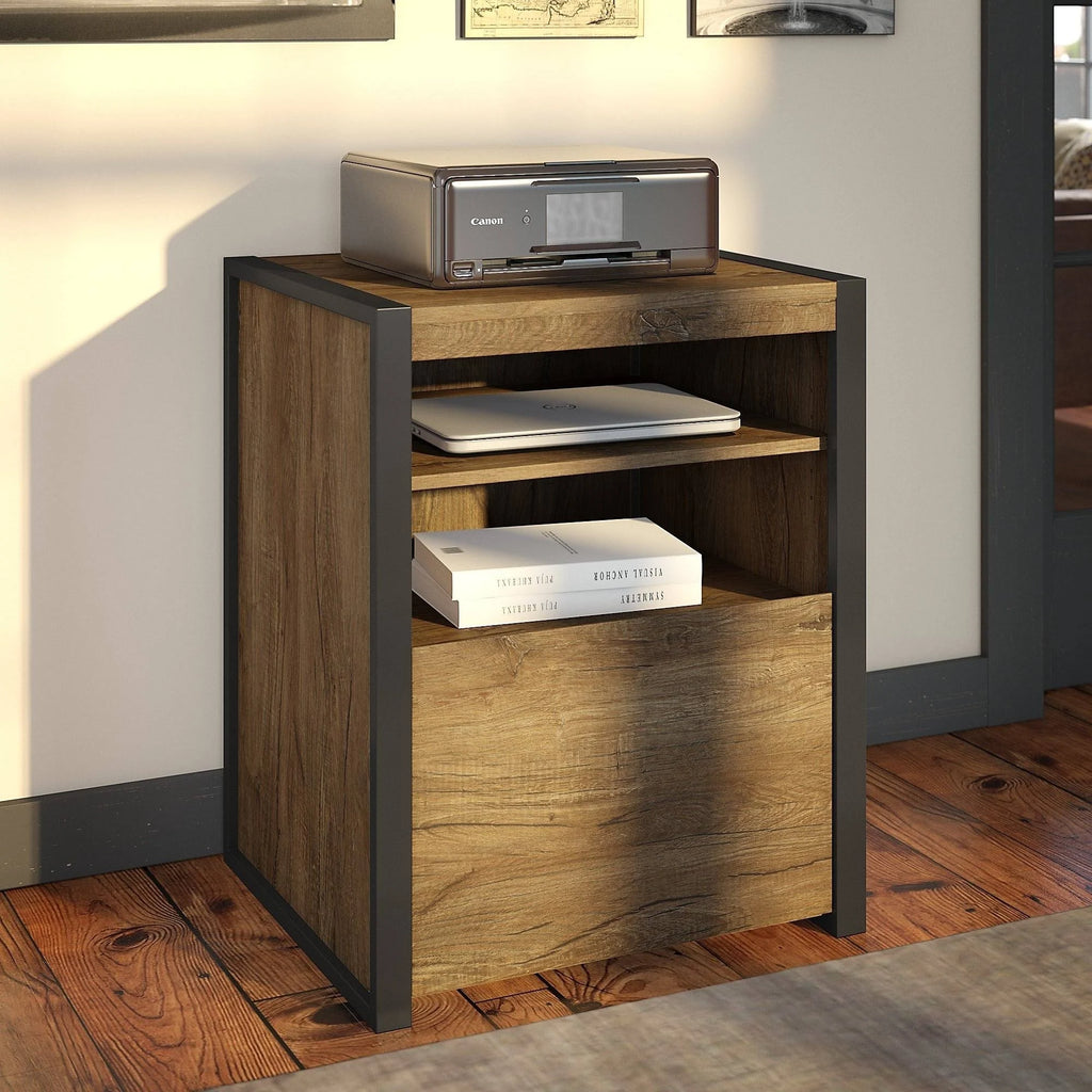 Rustic Brown Printer Stand File Cabinet MDF Q747