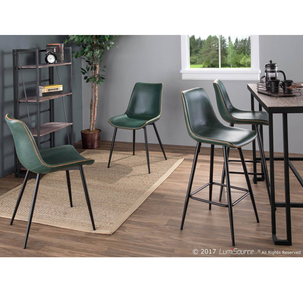 Black and Green Faux Leather Dining Chair Set of 2 Z681