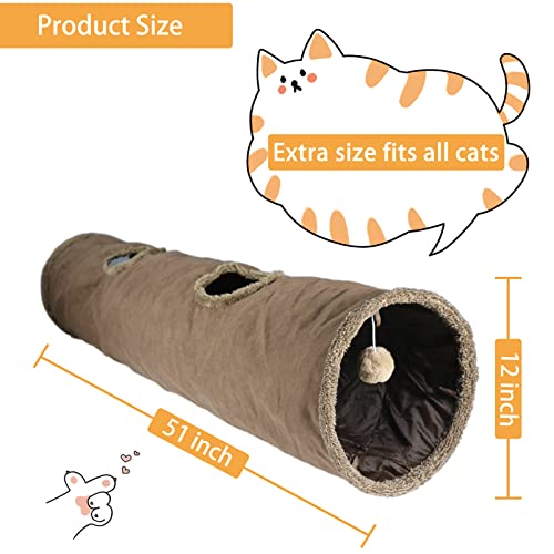 51×12 inch Foldable Grey Suede Cat Tunnel Z5437
