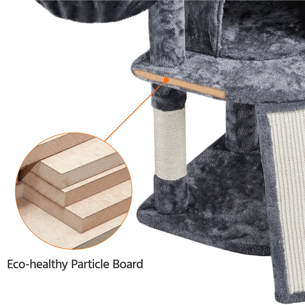 42"H Multilevel Cat Tree Tower with Condo and Perches, Dark Gray R6210