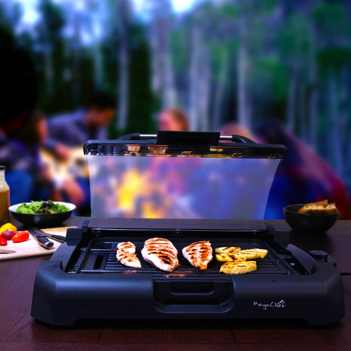 Reversible Indoor Grill and Griddle with Removable Glass Lid R3015