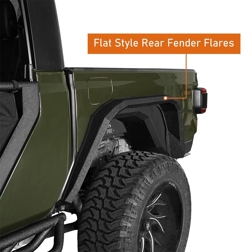2Pcs Steel Rear Flat Wheel Fender Flares Guard Black P280
